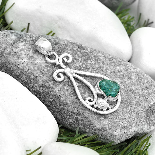 Natural Aqua Apatite Rough Madagascar Pendant P-1714 SDP123904