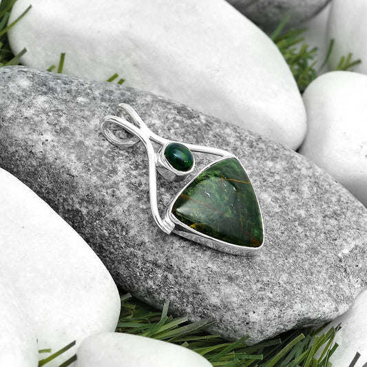 Turkish Rainforest Chrysocolla & Black Ethiopian Opal Pendant P-1038 SDP123925