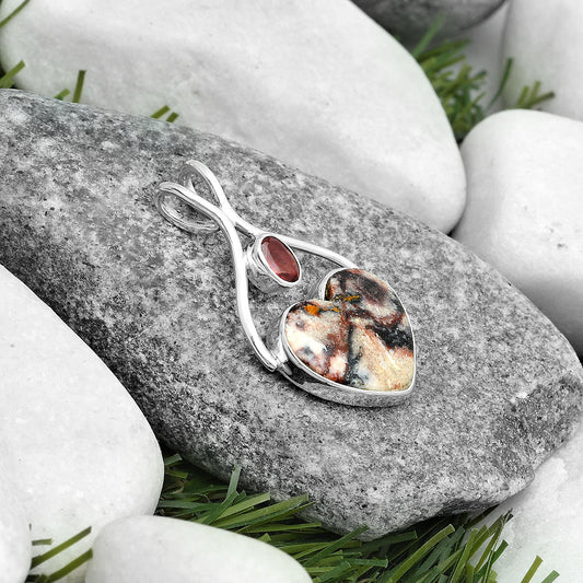 Heart Indian Blanket Jasper & Garnet Pendant P-1038 SDP123936