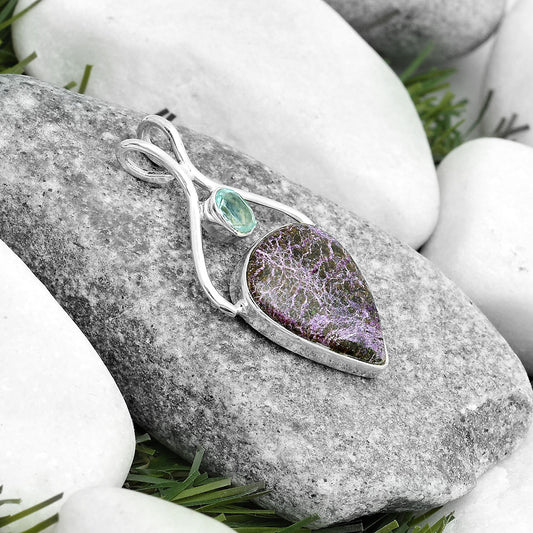Natural Purpurite & Sky Blue Topaz Pendant P-1038 SDP123939