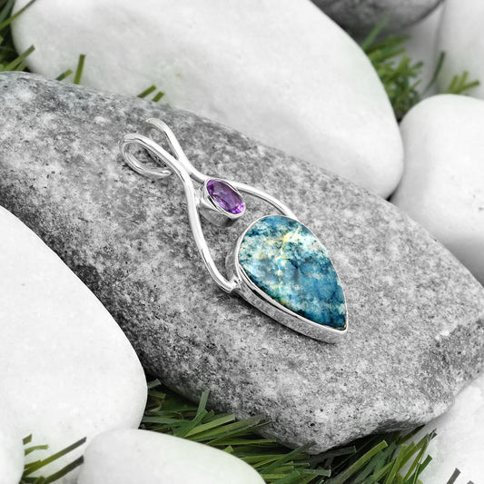 Blue Scheelite - Turkey & Amethyst Pendant P-1038 SDP123944