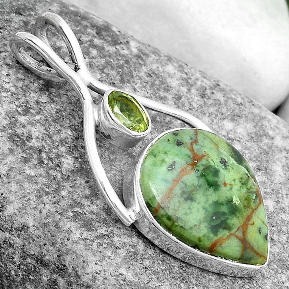 Natural Chrome Chalcedony & Peridot Pendant P-1038 SDP123955