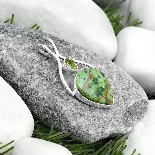 Natural Chrome Chalcedony & Peridot Pendant P-1038 SDP123955