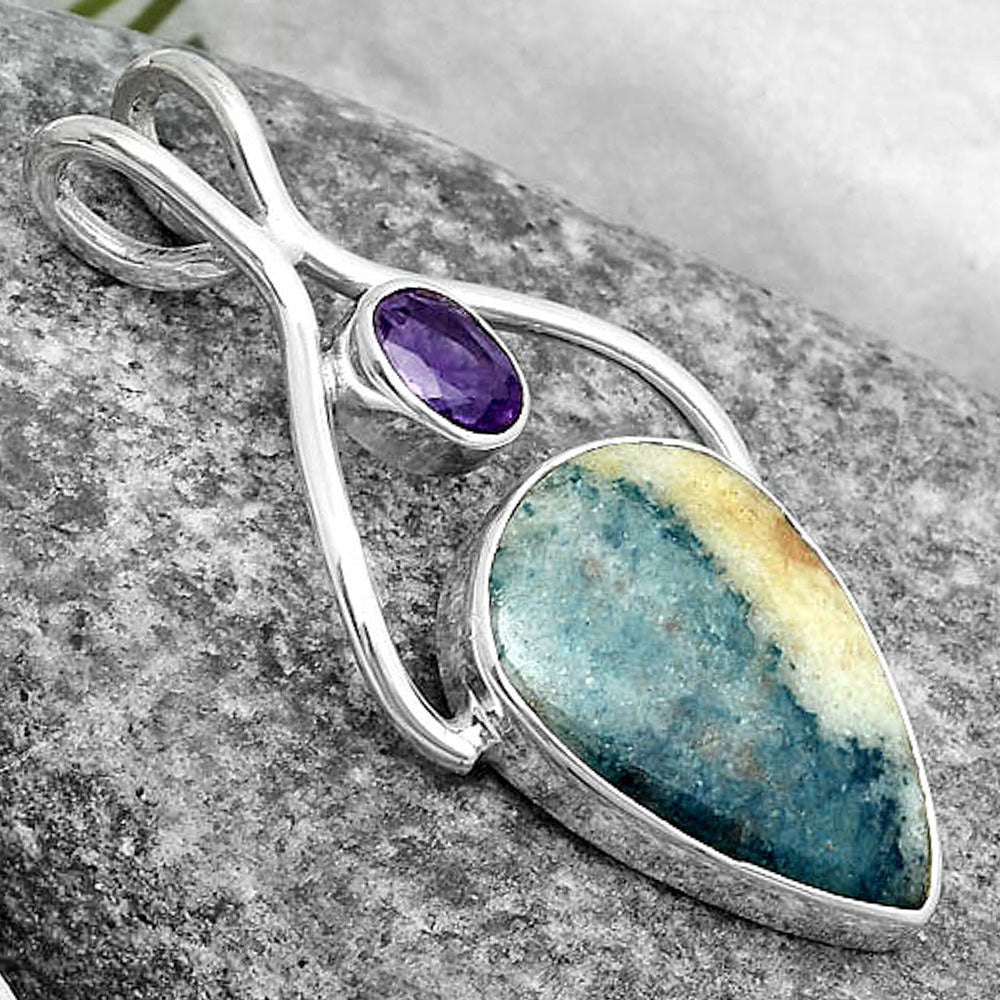 Blue Scheelite - Turkey & Amethyst Pendant P-1038 SDP123963