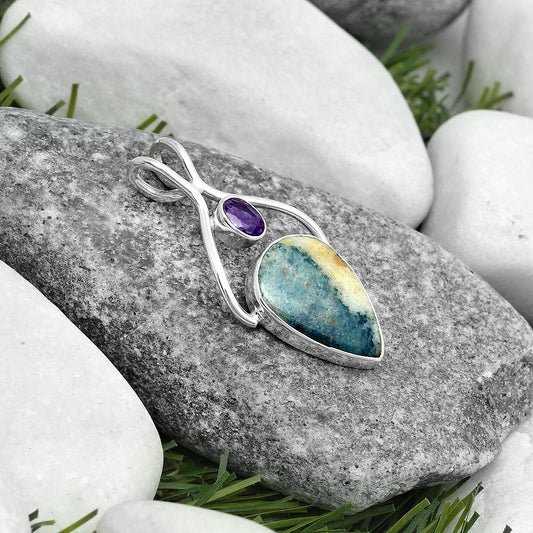 Blue Scheelite - Turkey & Amethyst Pendant P-1038 SDP123963