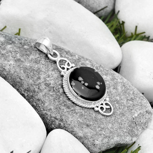 Natural Snow Flake Obsidian Pendant P-1696 SDP124038