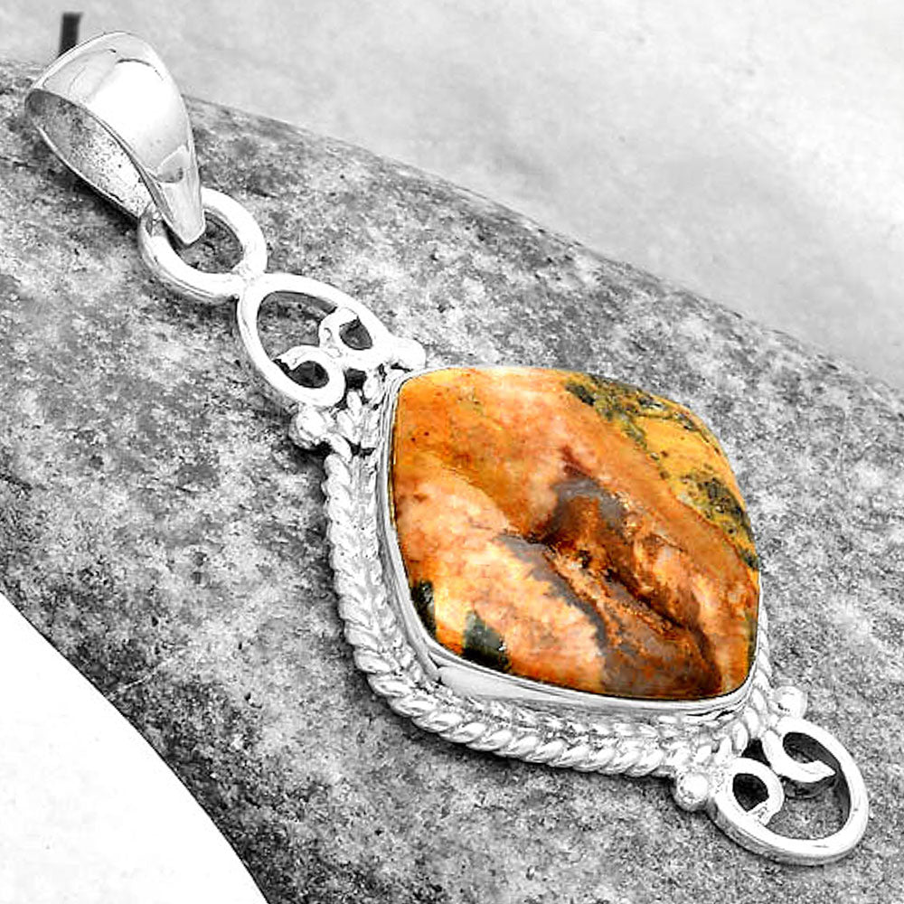 Natural Moroccan Yellow Jacket Jasper Pendant P-1696 SDP124057