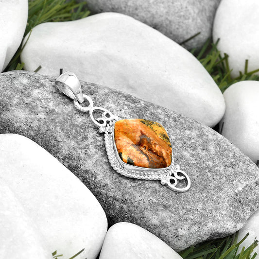 Natural Moroccan Yellow Jacket Jasper Pendant P-1696 SDP124057