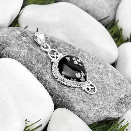 Natural Snow Flake Obsidian Pendant P-1696 SDP124060