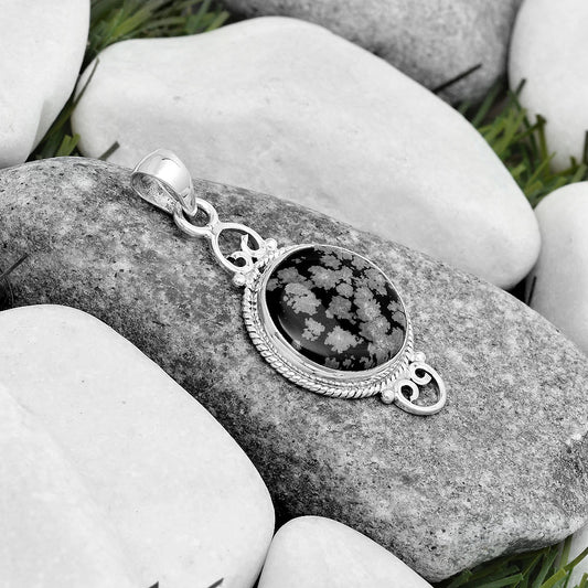Natural Snow Flake Obsidian Pendant P-1696 SDP124070