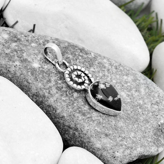 Spiral - Natural Snow Flake Obsidian Pendant P-1650 SDP124106