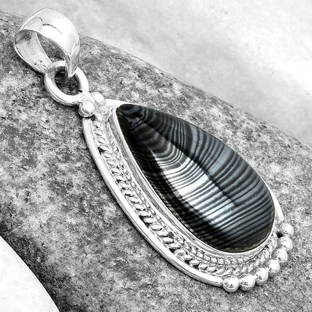 Crown Of Silver Psilomelane - Black Malachite Pendant P-1511 SDP124353