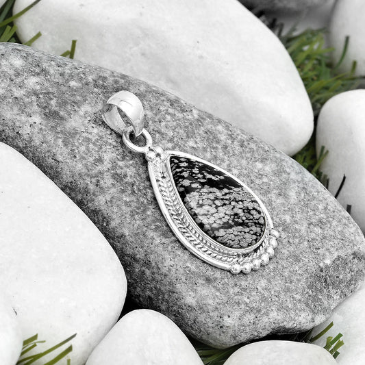 Natural Snow Flake Obsidian Pendant P-1511 SDP124355