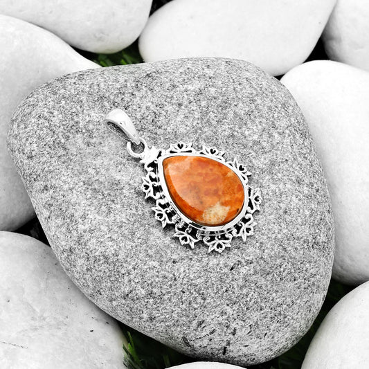 Natural Red Sponge Coral Pendant P-1028 SDP125113