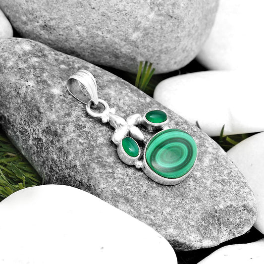 Malachite Eye - Congo & Green Onyx Pendant P-1673 SDP125364