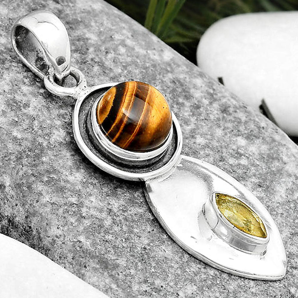Natural Tiger Eye - Africa & Citrine Pendant P-1186 SDP125377
