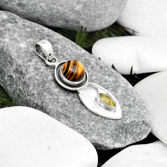 Natural Tiger Eye - Africa & Citrine Pendant P-1186 SDP125377