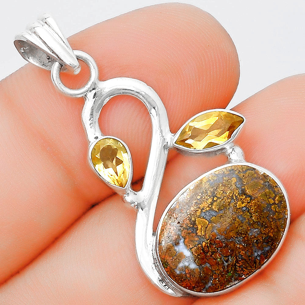 Natural Red Moss Agate & Citrine Pendant P-1379 SDP125388