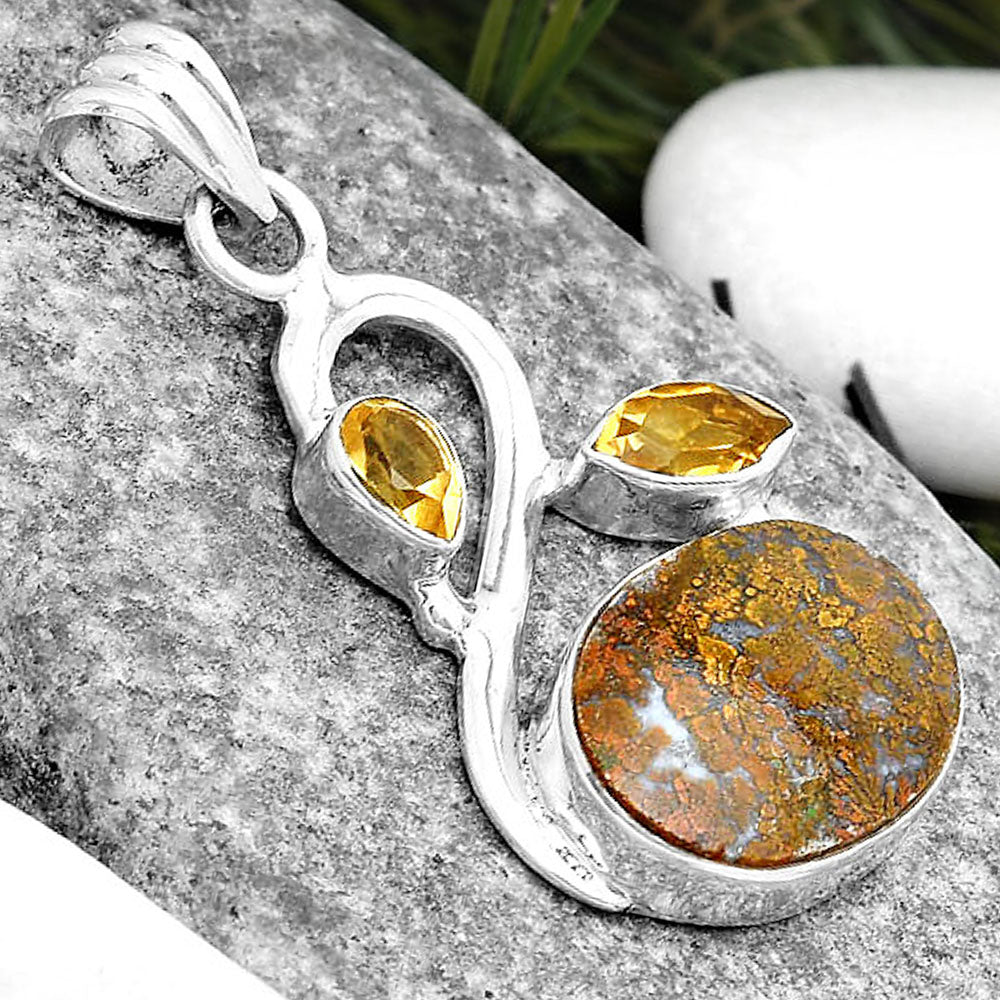 Natural Red Moss Agate & Citrine Pendant P-1379 SDP125388