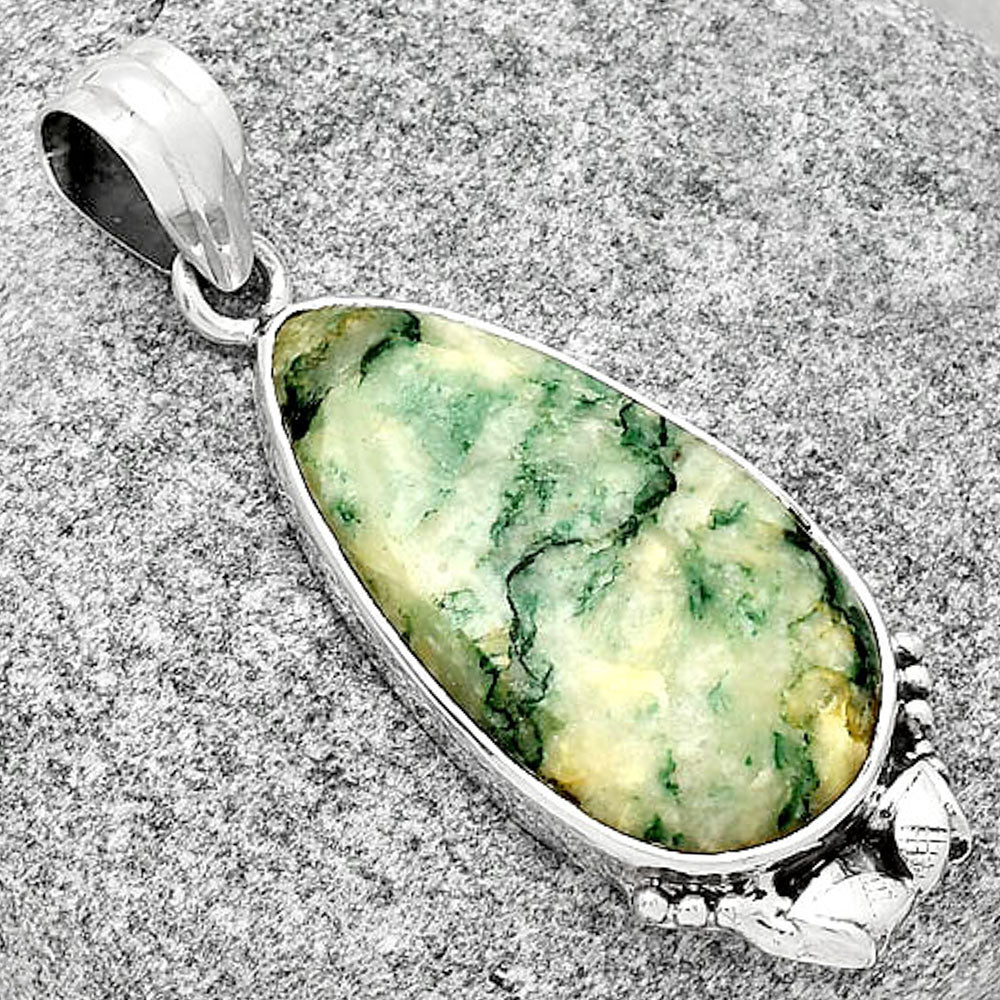 Natural Tree Weed Moss Agate - India Pendant P-1102 SDP125420