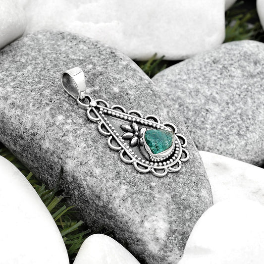 Natural Aqua Apatite Rough Madagascar Pendant P-1033 SDP125463