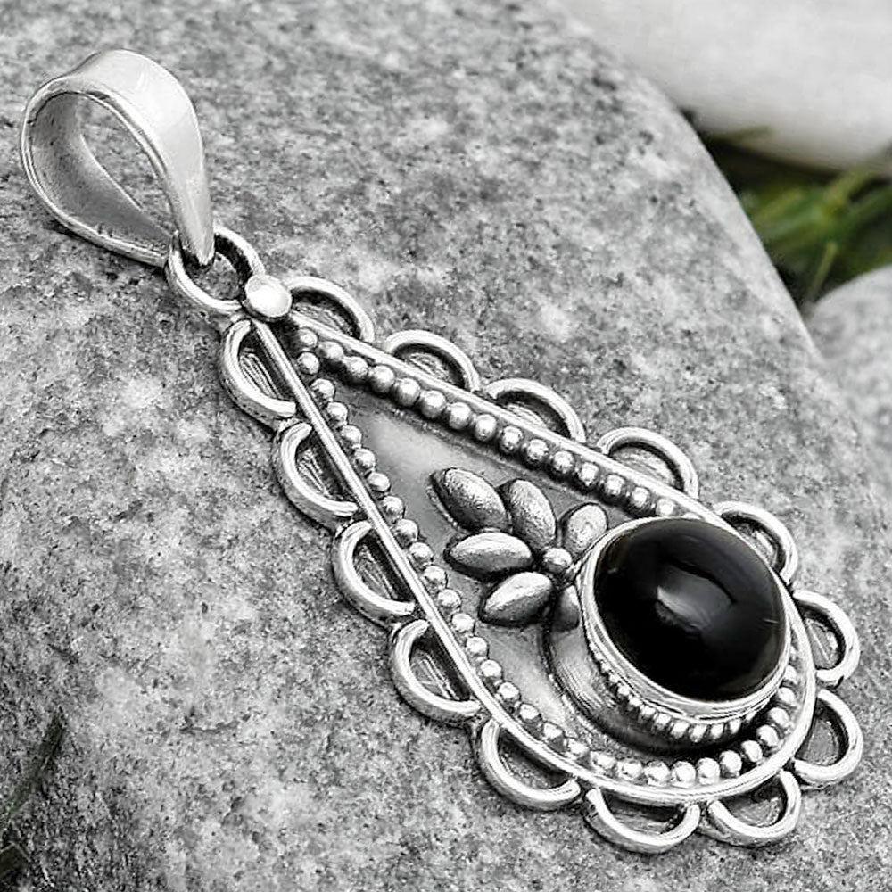Natural Black Onyx - Brazil Pendant P-1033 SDP125467