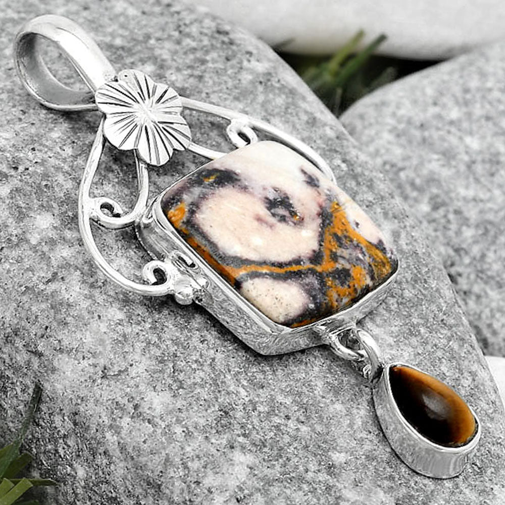 Indian Blanket Jasper & Tiger Eye Pendant P-1455 SDP125490