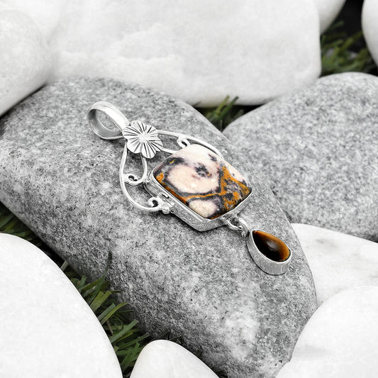 Indian Blanket Jasper & Tiger Eye Pendant P-1455 SDP125490
