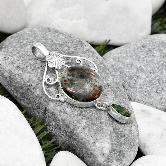 Astrophyllite & Chrome Diopside Rough Pendant P-1455 SDP125502
