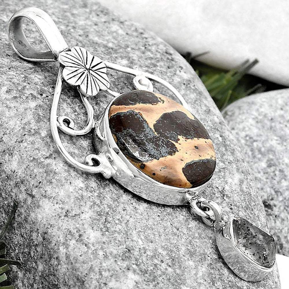 Chocolate Jasper & Herkimer Diamond Pendant P-1455 SDP125523