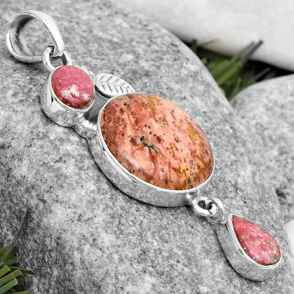 Russian Honey Dendrite Opal & Pink Thulite Pendant P-1414 SDP125534