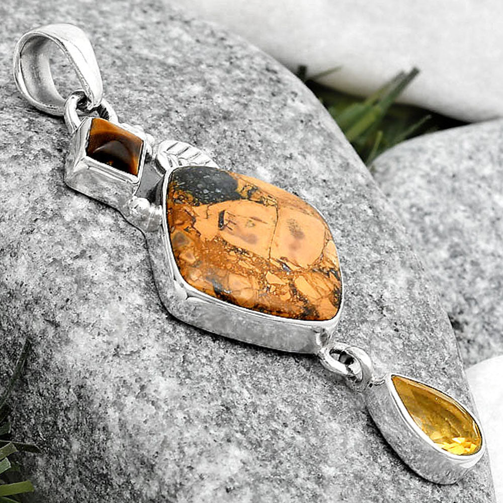 Maligano Jasper, Citrine & Tiger Eye Pendant P-1414 SDP125544