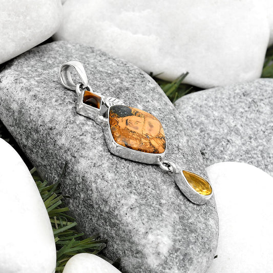 Maligano Jasper, Citrine & Tiger Eye Pendant P-1414 SDP125544