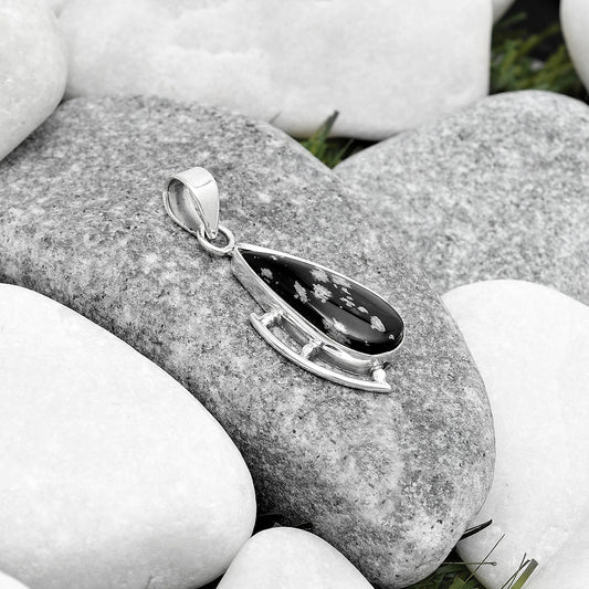 Natural Snow Flake Obsidian Pendant P-1274 SDP125608