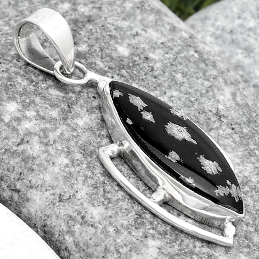 Natural Snow Flake Obsidian Pendant P-1274 SDP125614