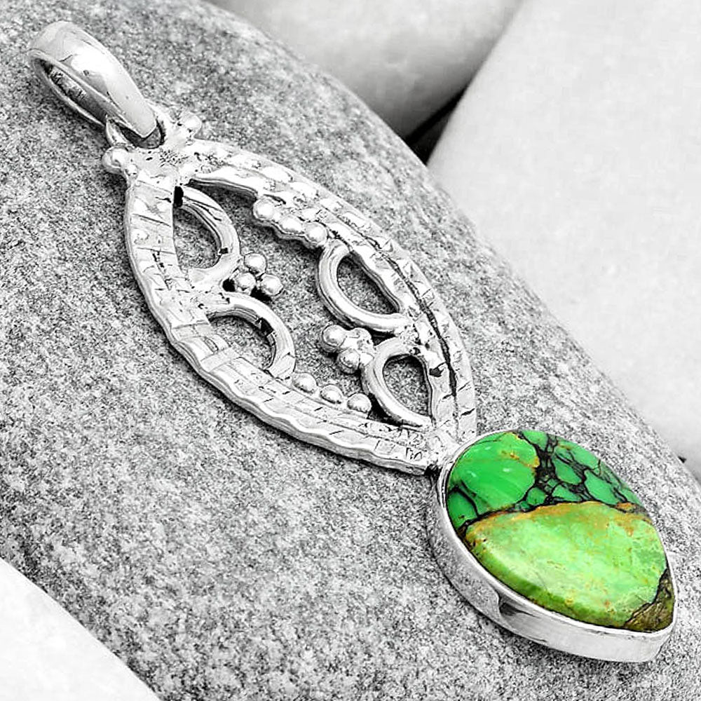 Natural Green Matrix Turquoise Pendant P-1035 SDP125636