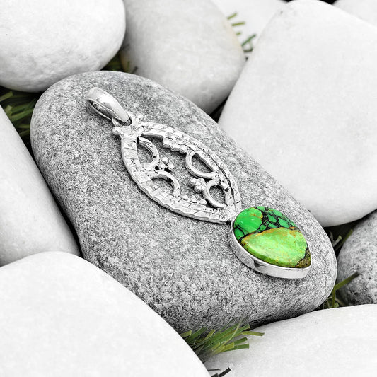 Natural Green Matrix Turquoise Pendant P-1035 SDP125636