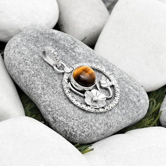 Floral - Natural Tiger Eye - Africa Pendant P-1615 SDP125762
