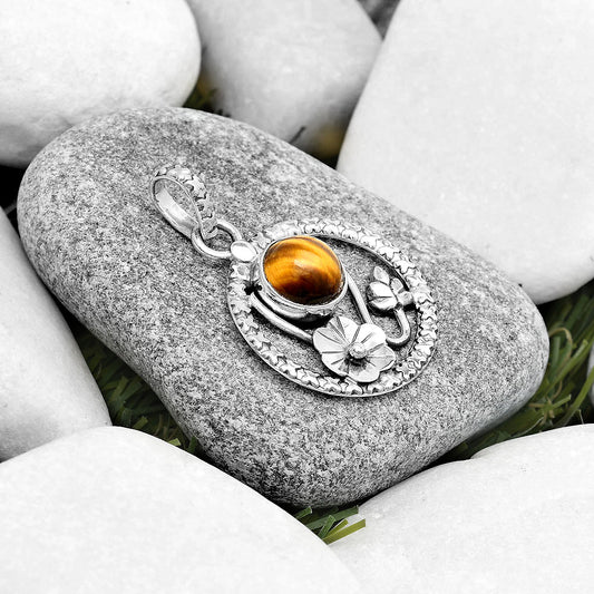 Floral - Natural Tiger Eye - Africa Pendant P-1615 SDP125763