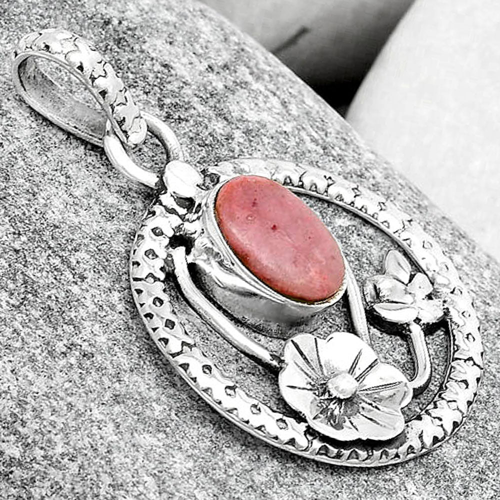 Floral - Natural Pink Tulip Quartz Pendant P-1615 SDP125780
