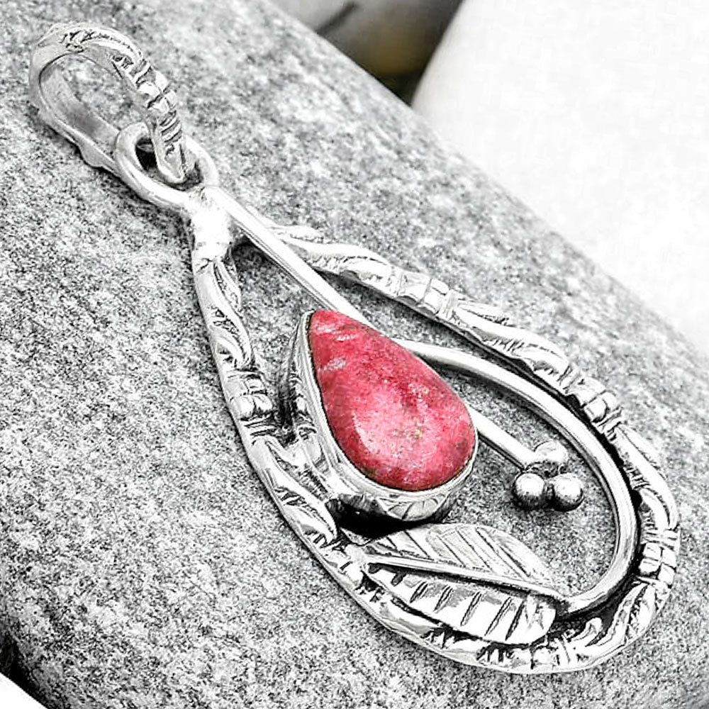 Leaf - Natural Pink Thulite - Norway Pendant P-1608 SDP125797