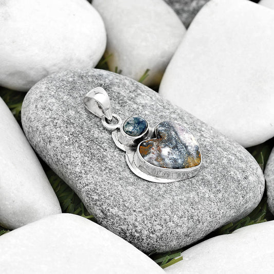Heart Indian Blanket Jasper & Blue Scheelite Pendant P-1607 SDP125841