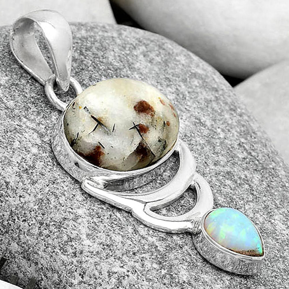 Astrophyllite - Russia & Fire Opal Pendant P-1693 SDP125959