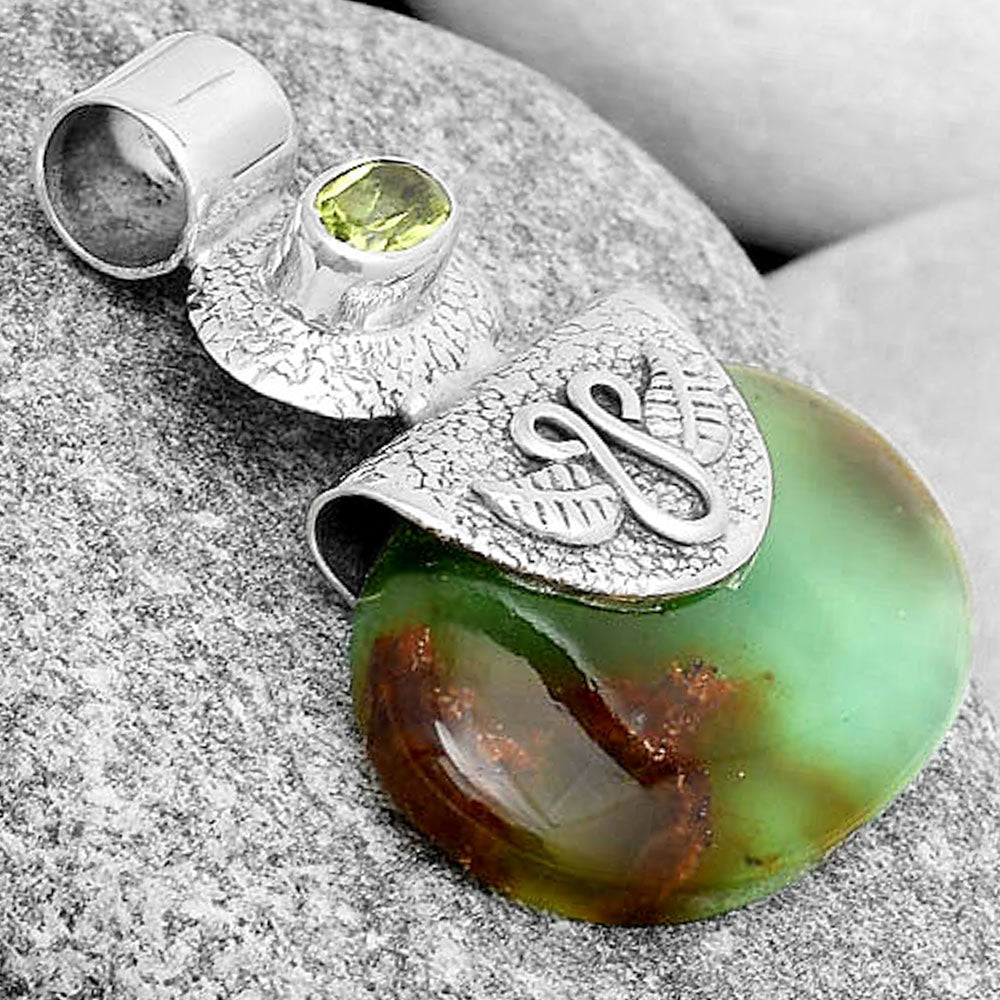 Natural Boulder Chrysoprase & Peridot Pendant P-1545 SDP126054