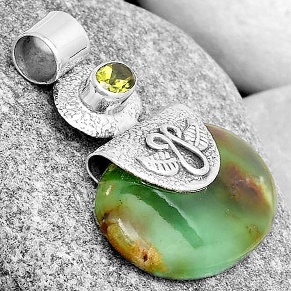 Natural Boulder Chrysoprase & Peridot Pendant P-1545 SDP126061