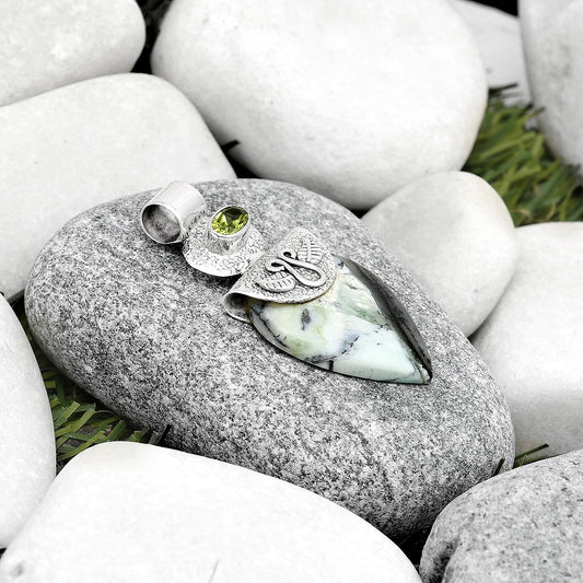 Dendritic Chrysoprase - Africa & Peridot Pendant P-1545 SDP126071