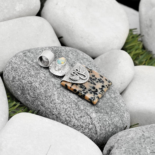 Russian Honey Dendrite Opal & Fire Opal Pendant P-1545 SDP126082