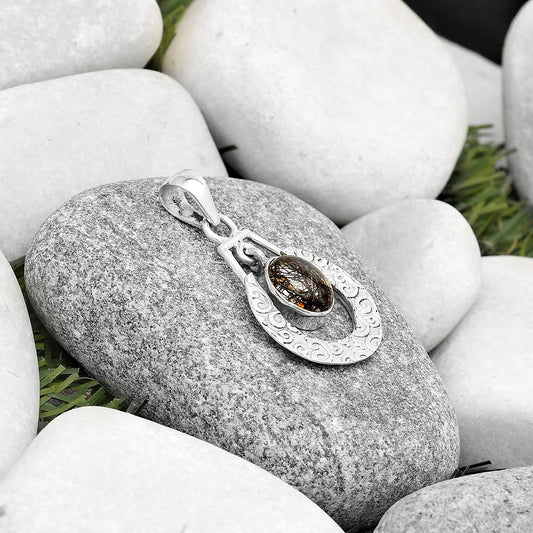 Black Tourmaline In Quartz Shri Lanka Pendant P-1343 SDP126097