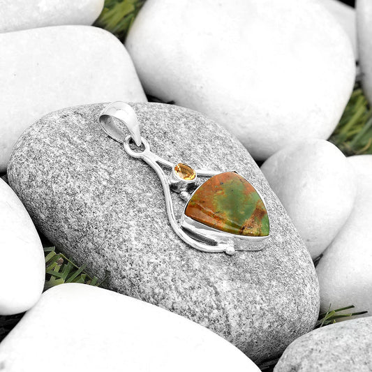 Turkish Rainforest Chrysocolla & Citrine Pendant P-1057 SDP126296