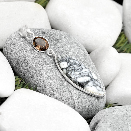 Natural Pinolith & Smoky Quartz Pendant P-1098 SDP126318